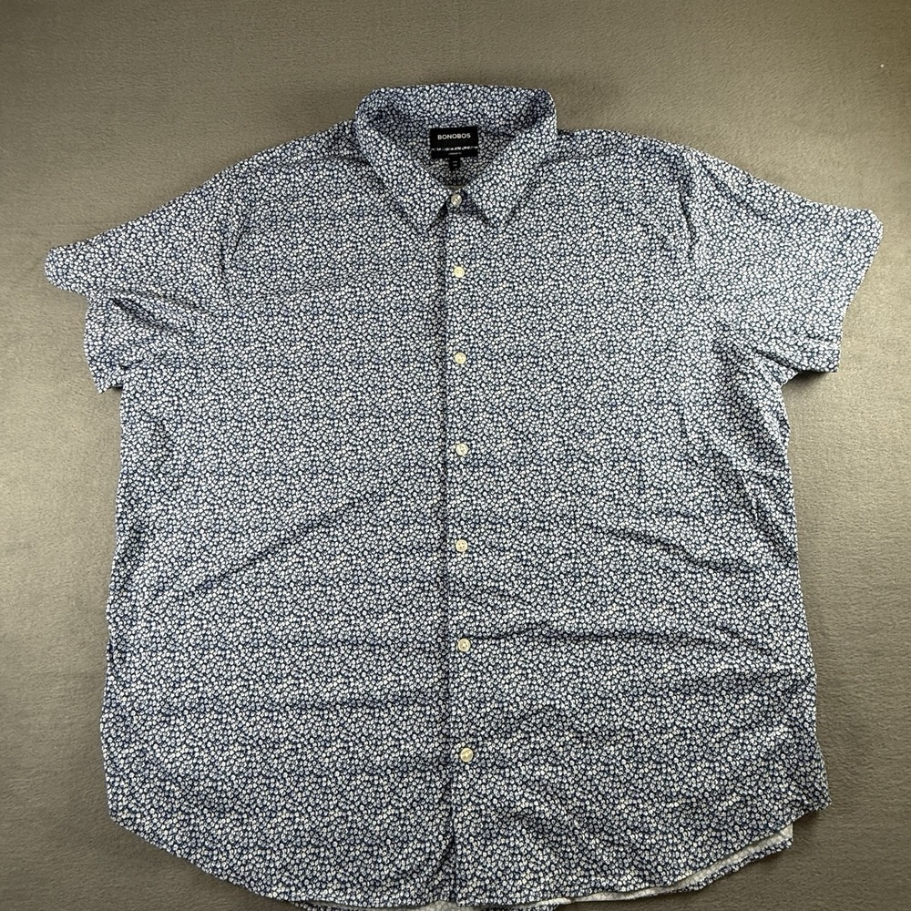 Bonobos Men's 4XLT Standard Fit Button Shirt Blue Floral AOP Short Sleeve
